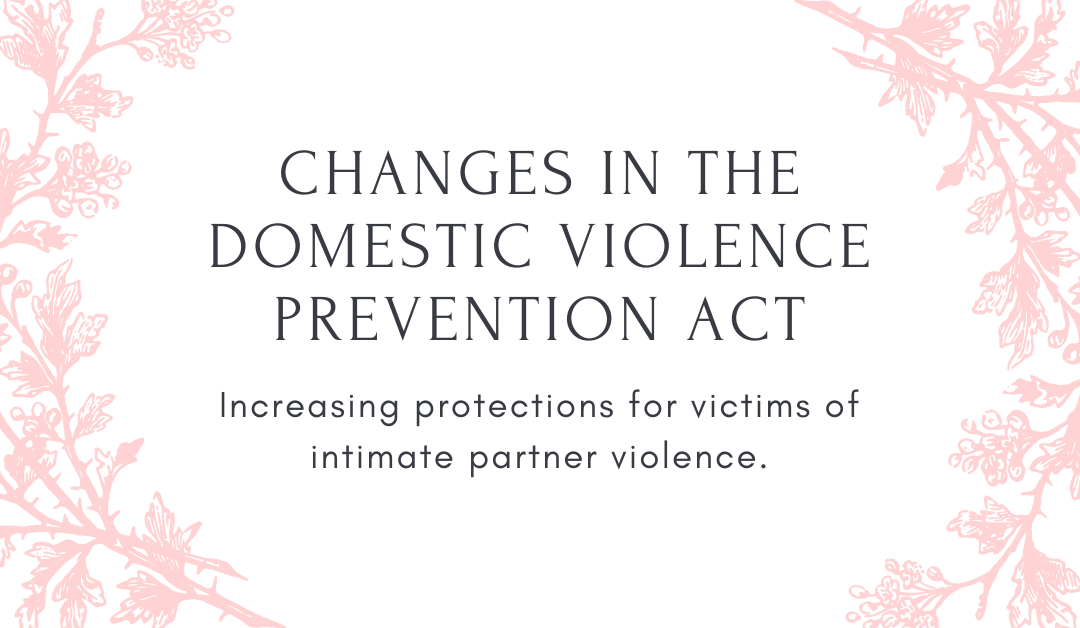 Changes in the Domestic Violence Prevention Act